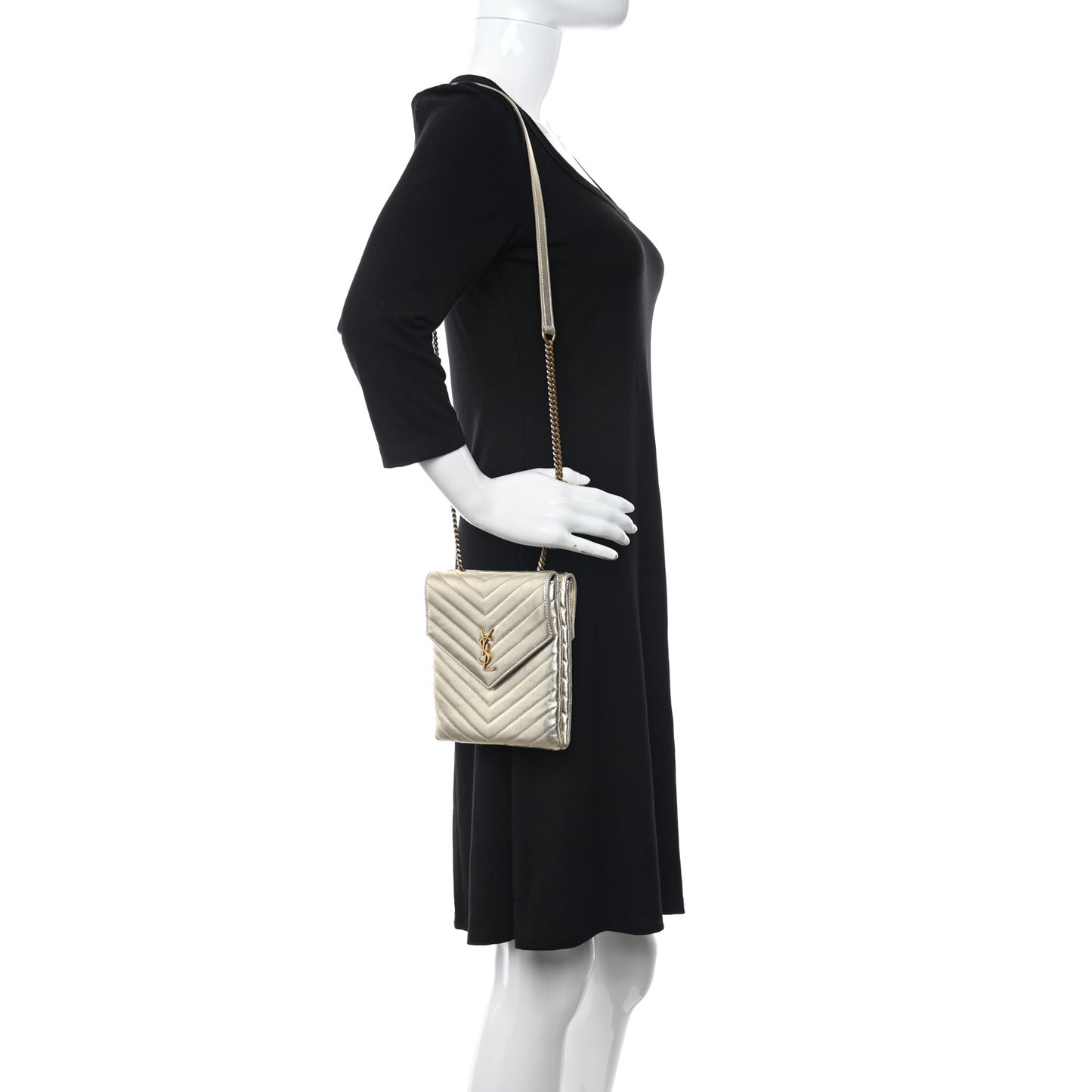Metallic Lambskin Quilted Double Flap Bag Gold
