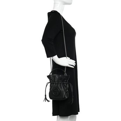 Gucci Sakai Be Green Calfskin Diagonal Stitched Mini Blondie Bucket Bag Black 2 of 10