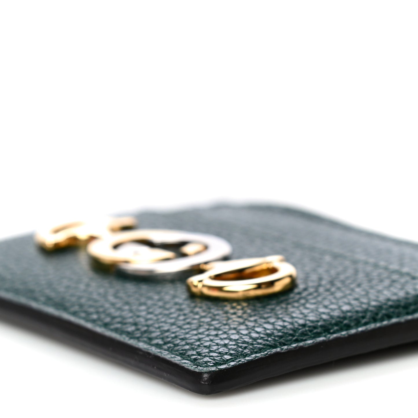 Grainy Calfskin Zumi Card Holder Vintage Green