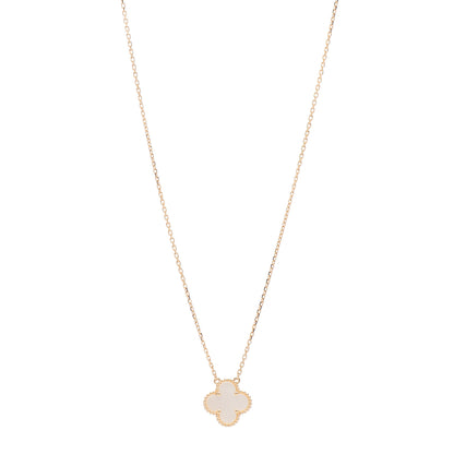 Van Cleef & Arpels 18K Yellow Gold Mother of Pearl Vintage Alhambra Pendant Necklace 2 of 12
