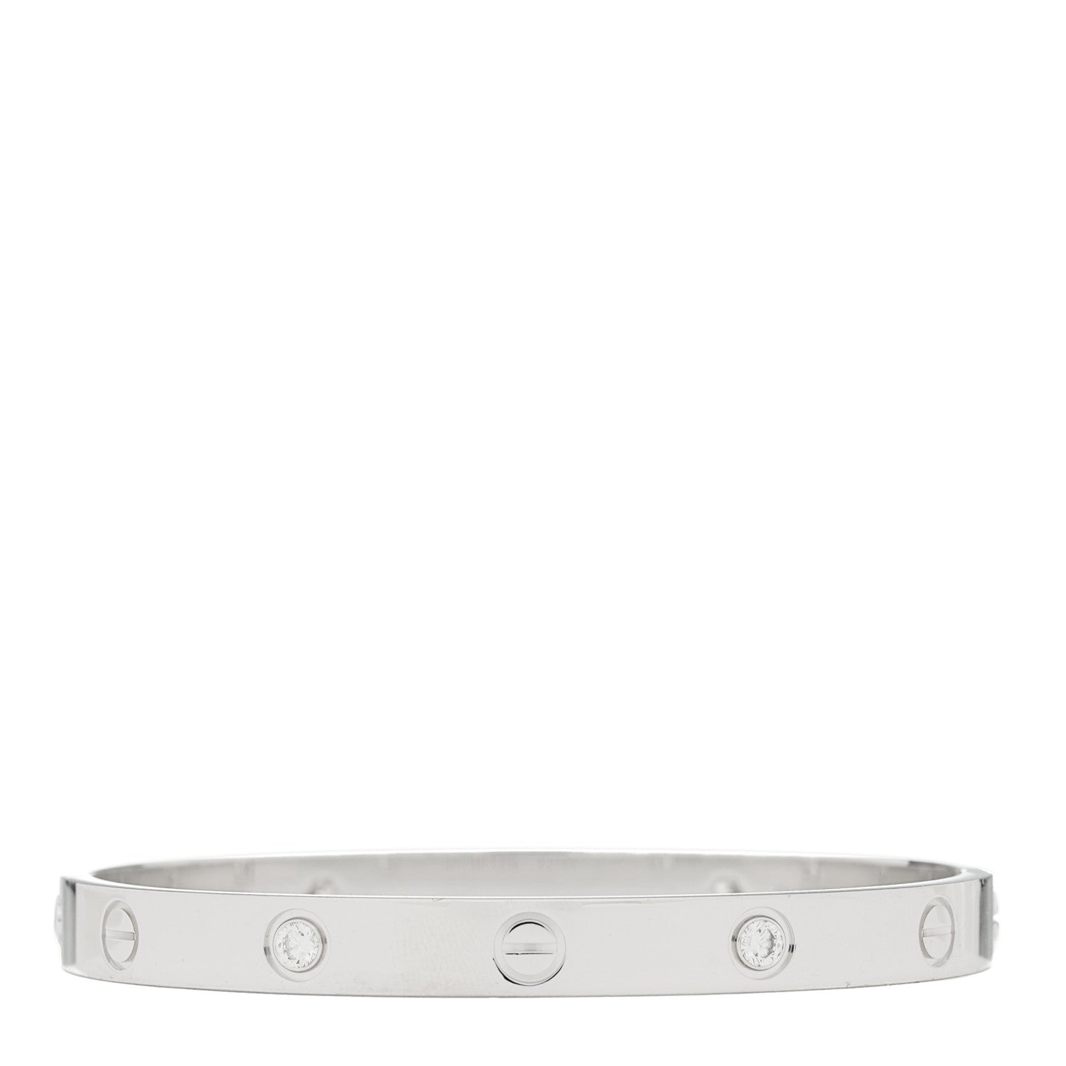 Cartier 18K White Gold 4 Diamond LOVE Bracelet 17 2 of 9