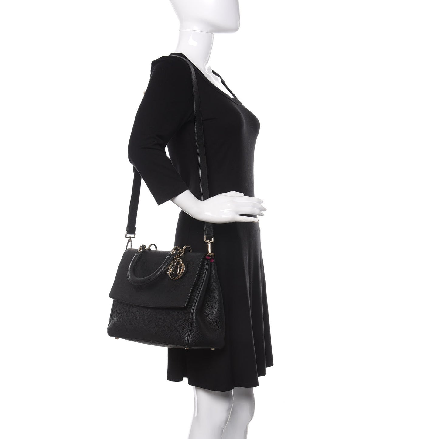 Bullcalf Medium Be Dior Flap Black Fraise