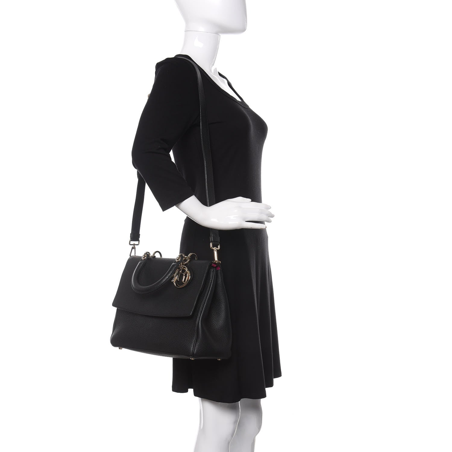 Christian Dior Bullcalf Medium Be Dior Flap Black Fraise 2 of 12