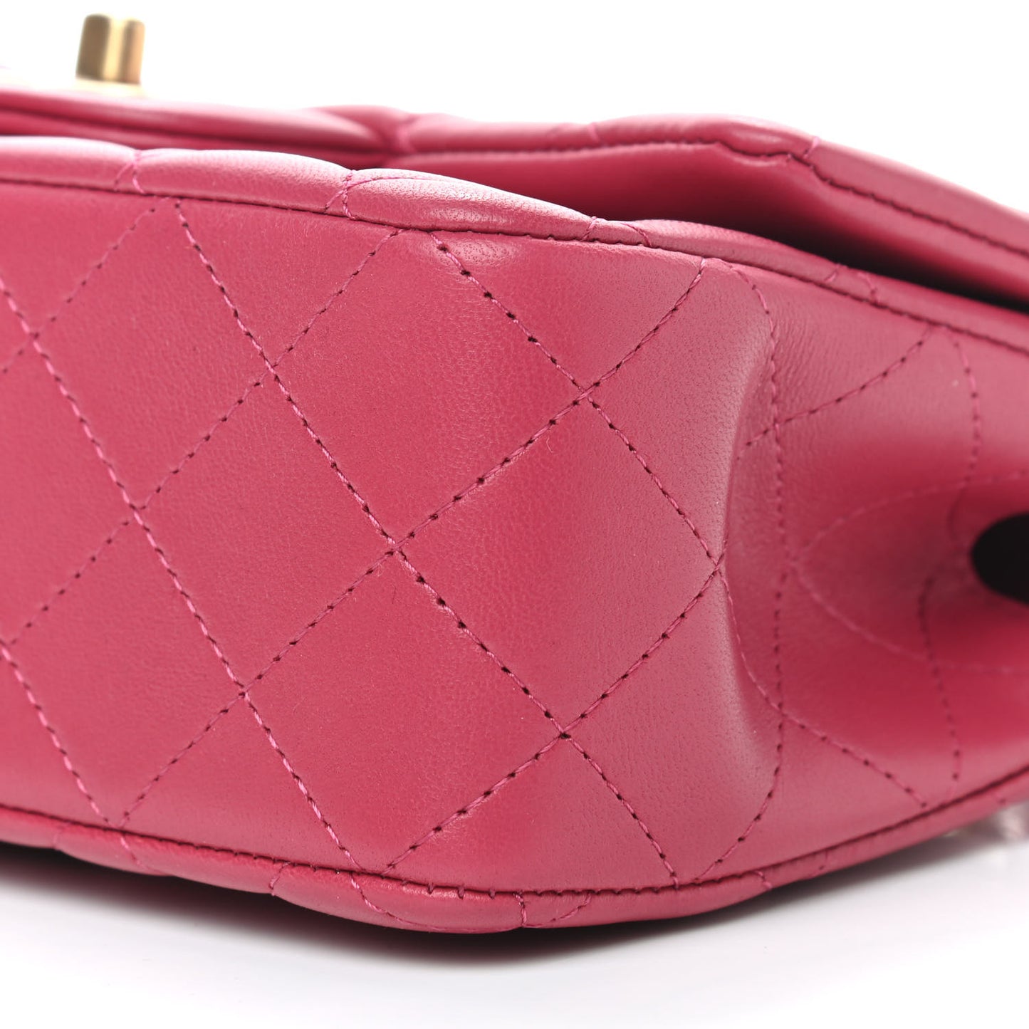 Lambskin Quilted Mini Top Handle Rectangular Flap Dark Pink