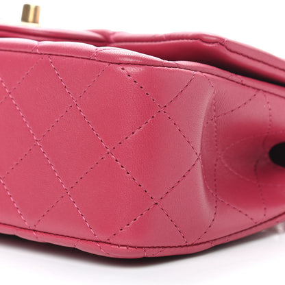 Chanel Lambskin Quilted Mini Top Handle Rectangular Flap Dark Pink 9 of 9