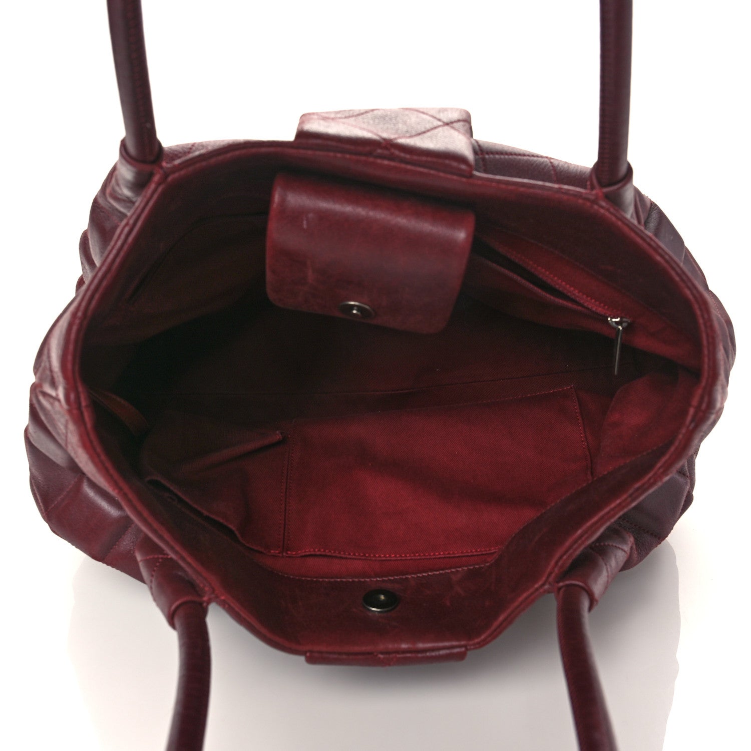 Chanel Calfskin Small Sloane Square Tote Burgundy 5 of 11