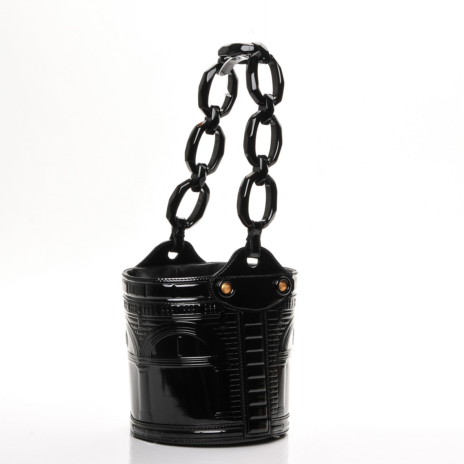Fendi Patent Palazzo Bucket Bag Black 3 of 7