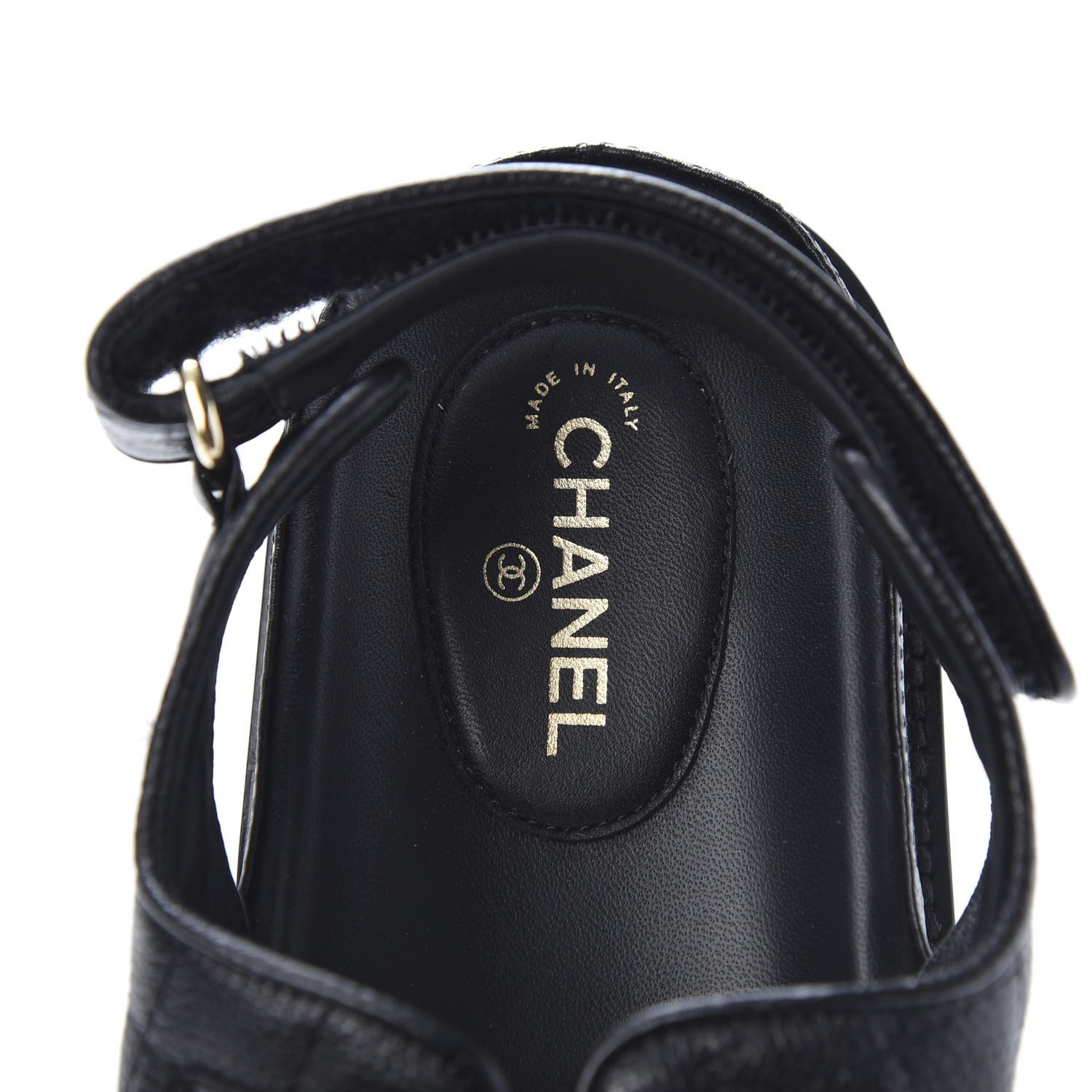 Chanel Grained Calfskin Velcro Dad Sandals 40.5 Black 7 of 9