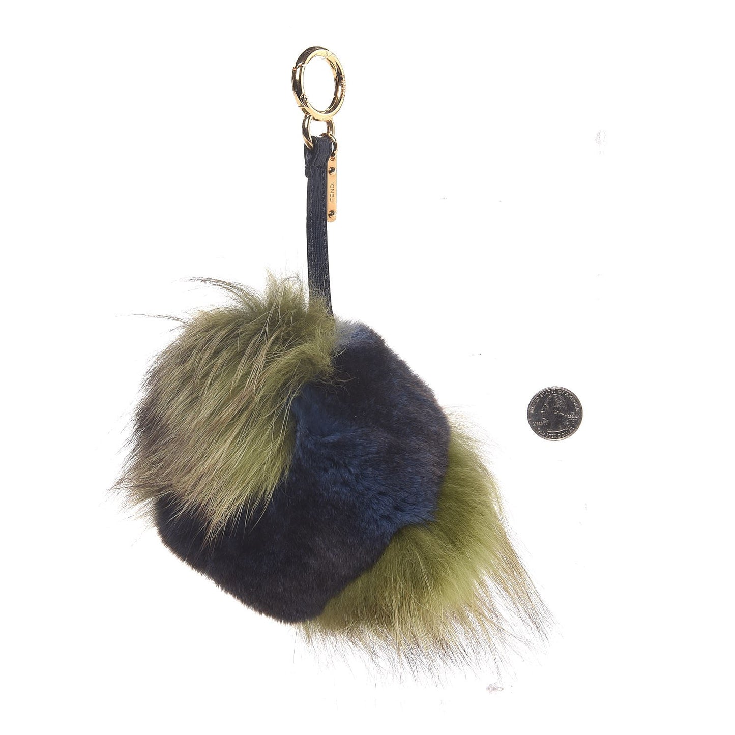 Fox Fur Bag Charm Blue Green