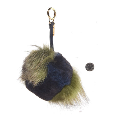 Fendi Fox Fur Bag Charm Blue Green 2 of 3