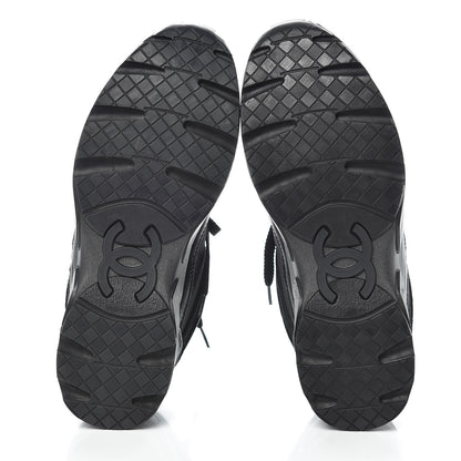 Chanel Toile Suede Calfskin CC Sneakers 35 Black 7 of 8