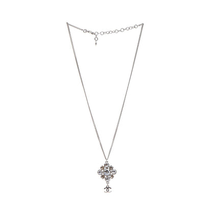 Chanel Crystal CC Necklace Silver 3 of 6