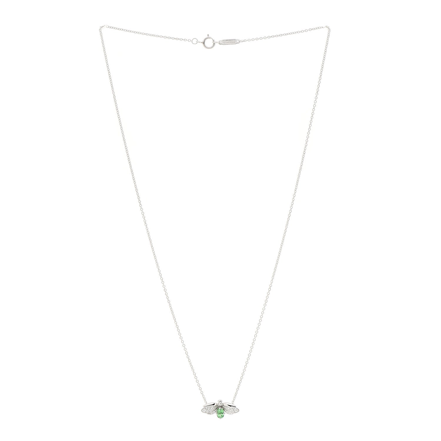 Tiffany Platinum Diamond Tsavorite Paper Flowers Firefly Pendant Necklace 3 of 6