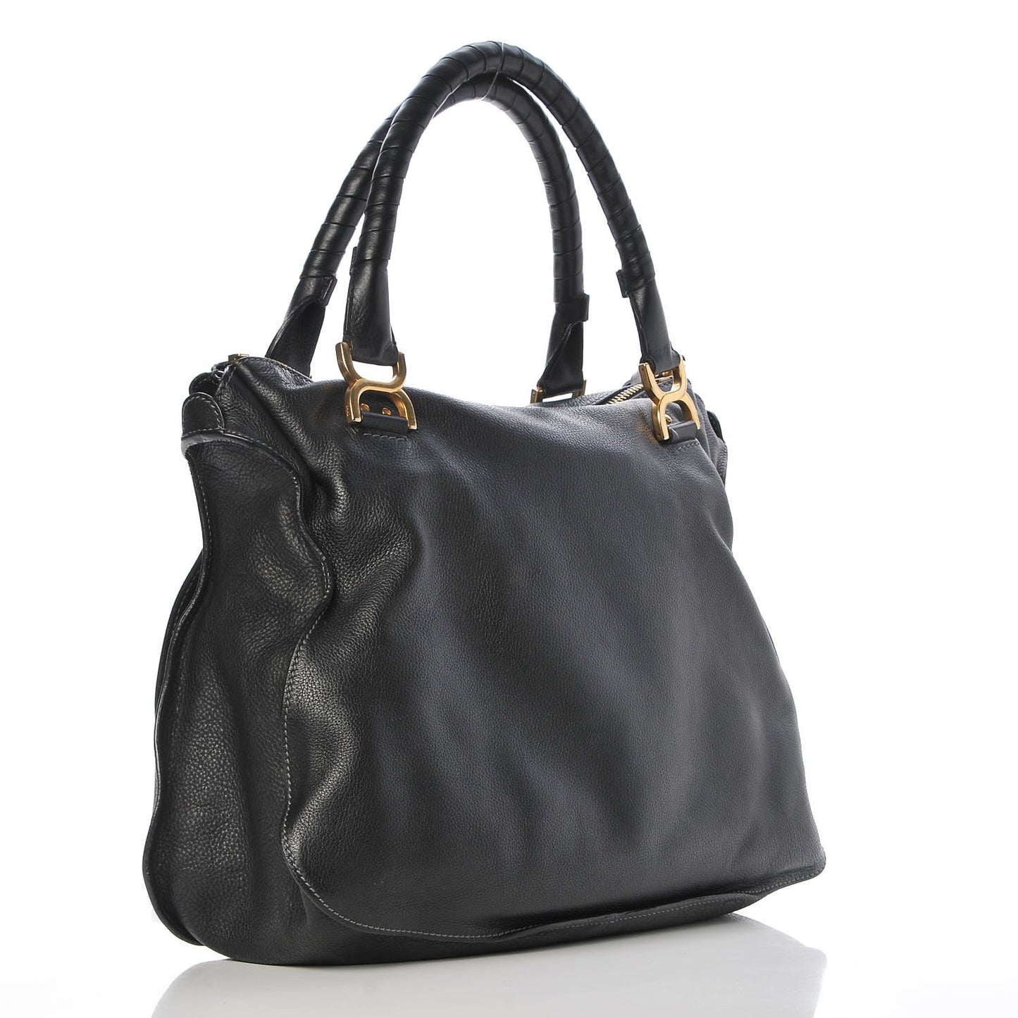 Calfskin Large Marcie Satchel Black