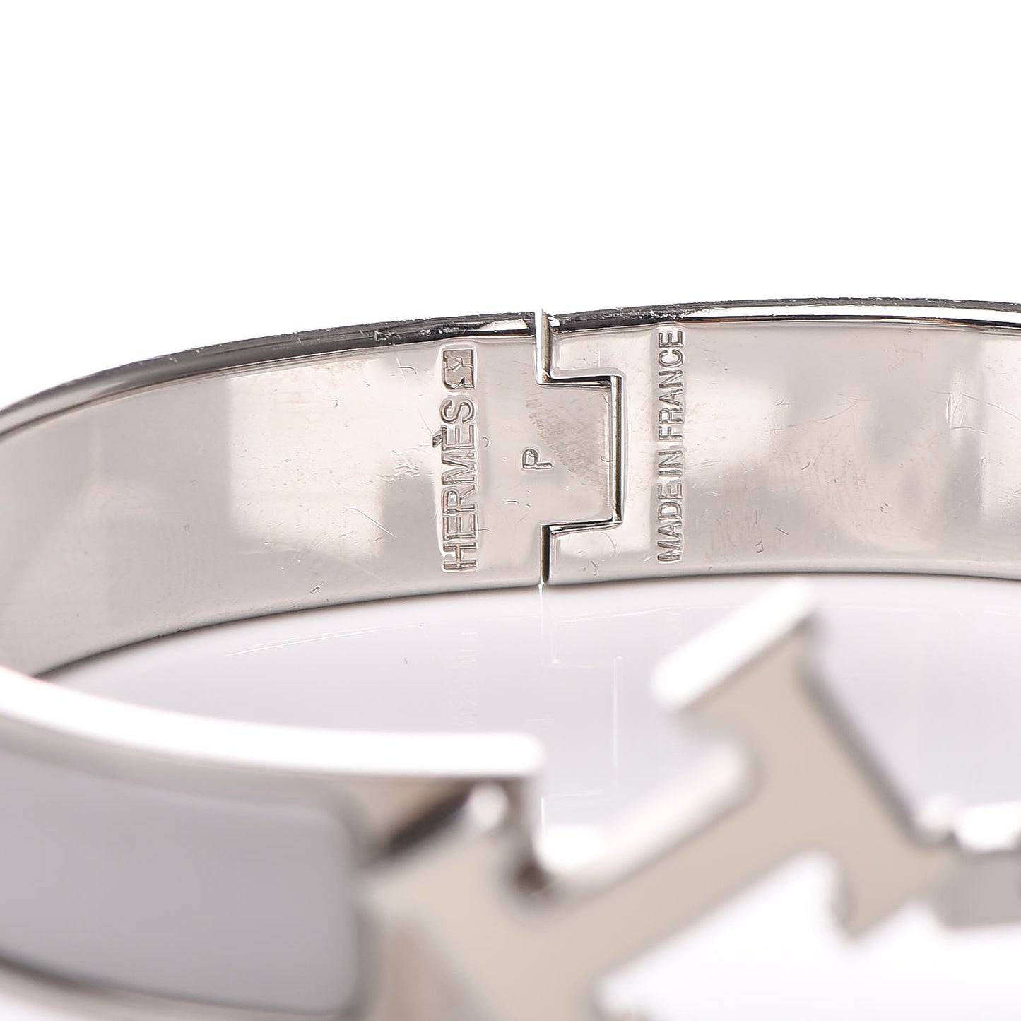 Enamel Narrow Clic Clac H Bracelet PM Blanc Gris Clair