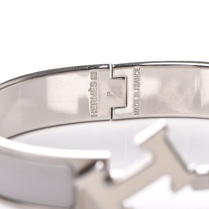 Hermes Enamel Narrow Clic Clac H Bracelet PM Blanc Gris Clair 5 of 5