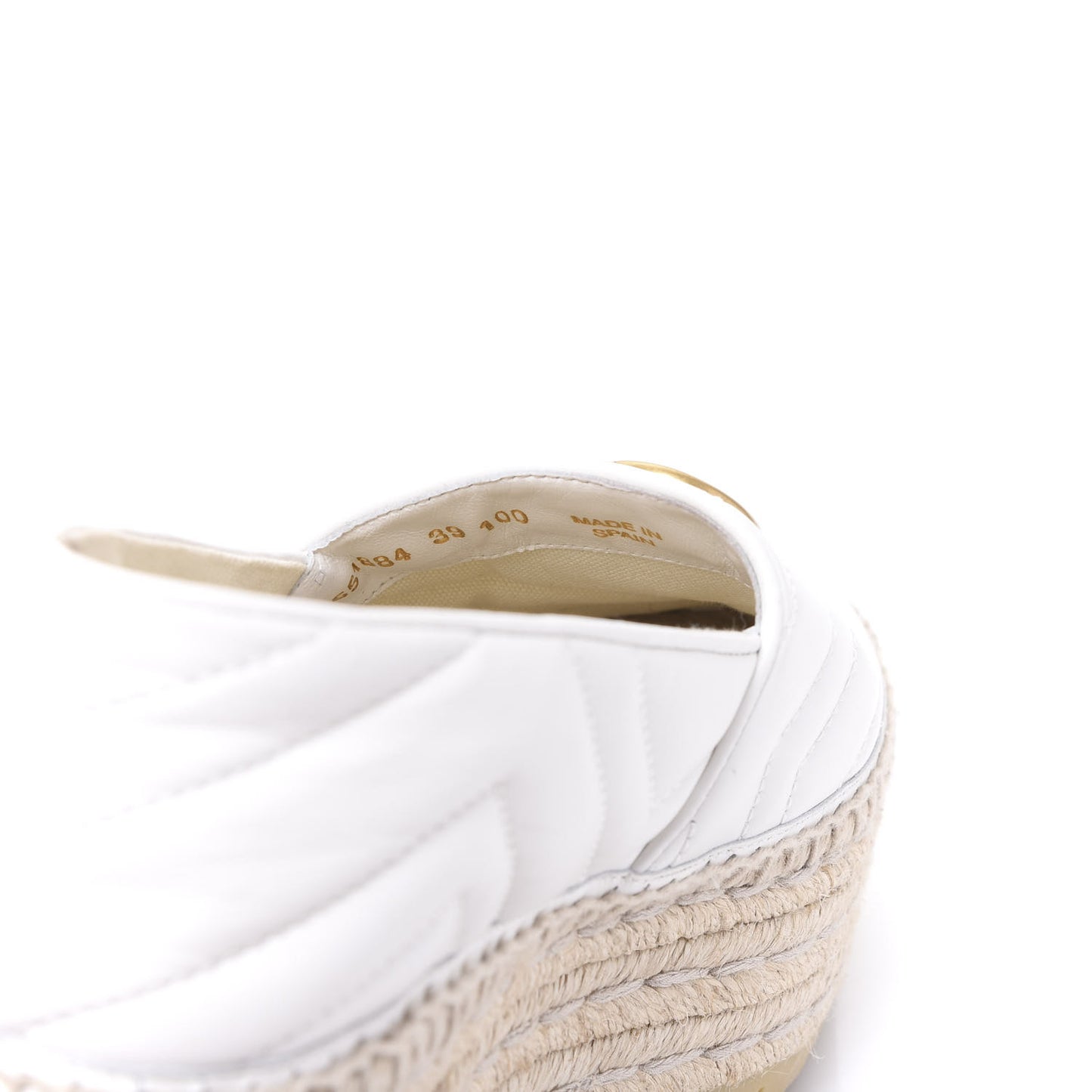 Nappa Matelasse GG Marmont Platform Espadrilles 39 Great White