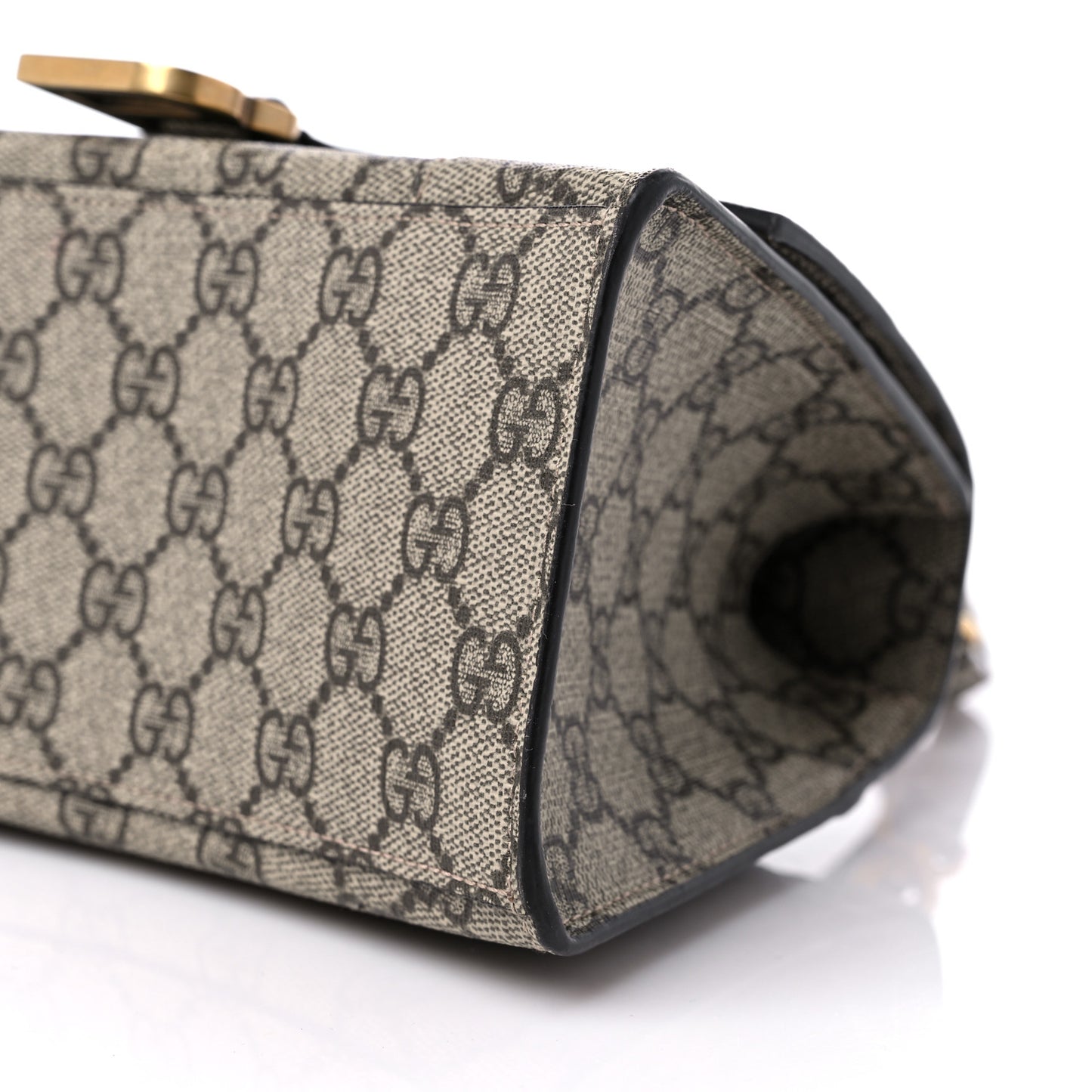 X GUCCI GG Supreme Monogram Small Hourglass Top Handle Bag Beige Ebony