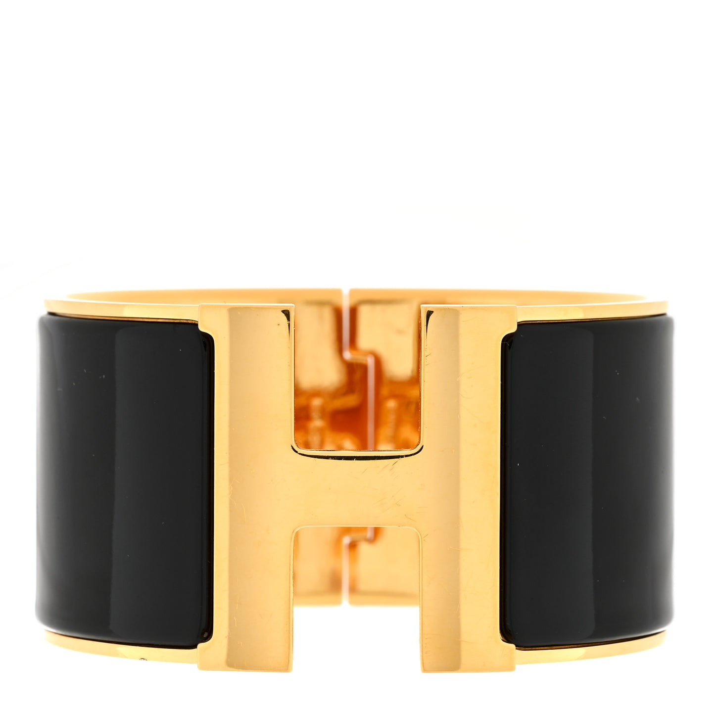 Enamel Extra Wide Clic Clac H Bracelet GM Black