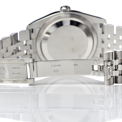 Rolex Stainless Steel 18K White Gold Diamond 36mm Oyster Perpetual Datejust Watch Rhodium Waves 116244 7 of 8