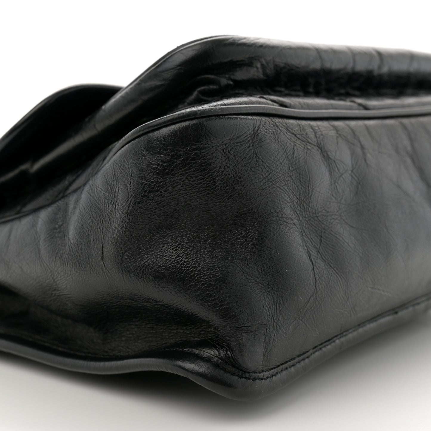 Crinkled Calfskin Matelasse Monogram Medium Niki Chain Satchel Black