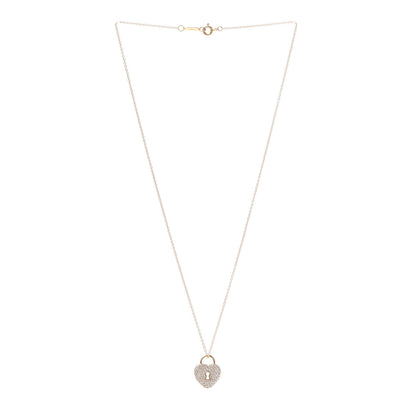 Tiffany 18K Rose Gold Diamond Heart Lock Pendant Necklace 3 of 6