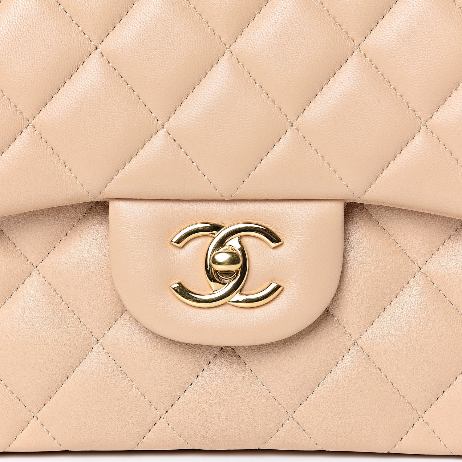 Chanel Lambskin Quilted Jumbo Double Flap Beige Clair 12 of 13