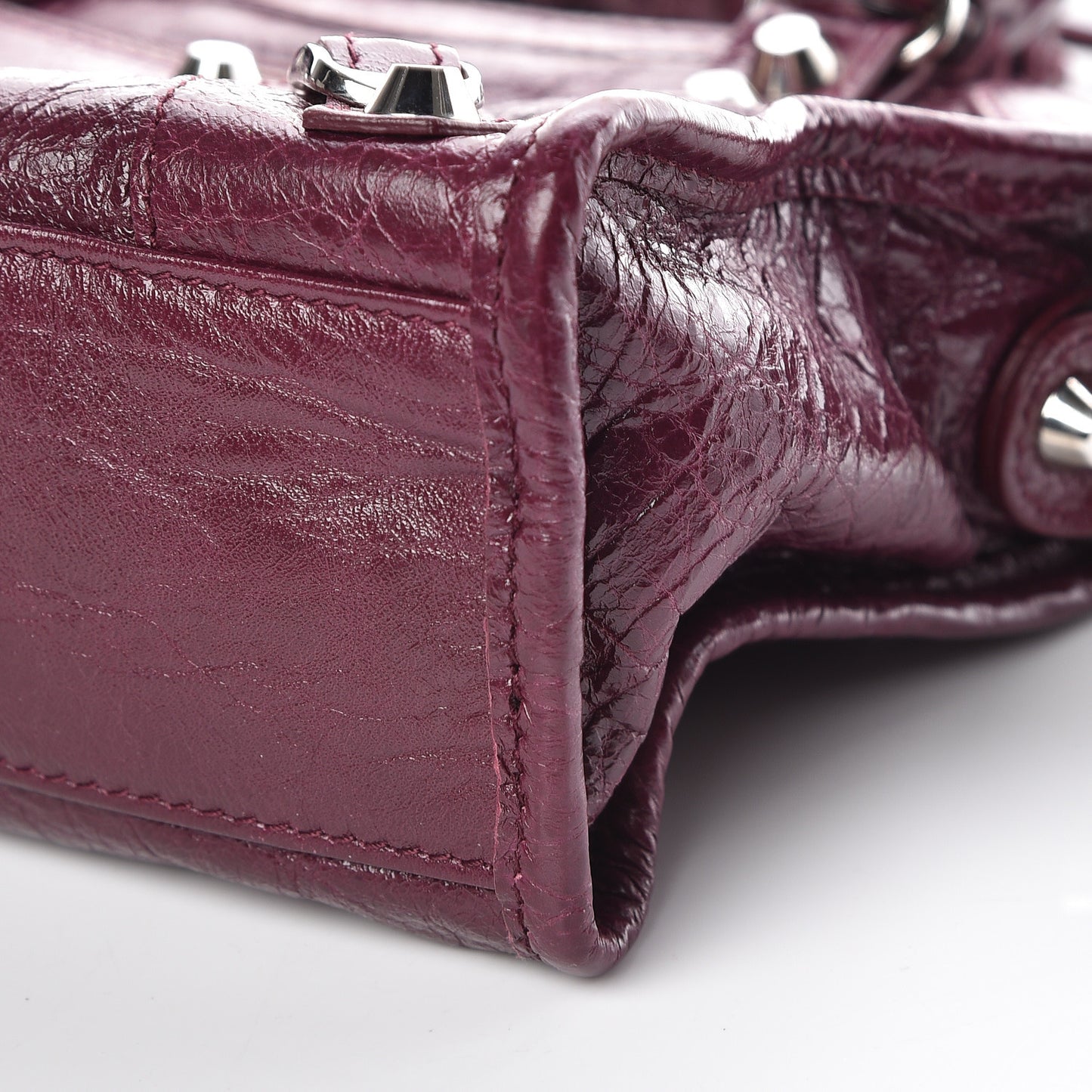 Agneau Classic Silver Hardware Mini City Violet Prune