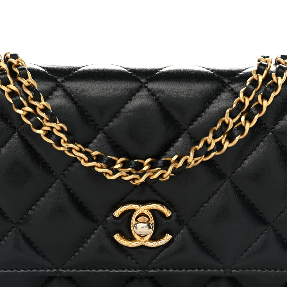 Chanel Lambskin Quilted Logo WOC Wallet On Chain Black 9 of 12