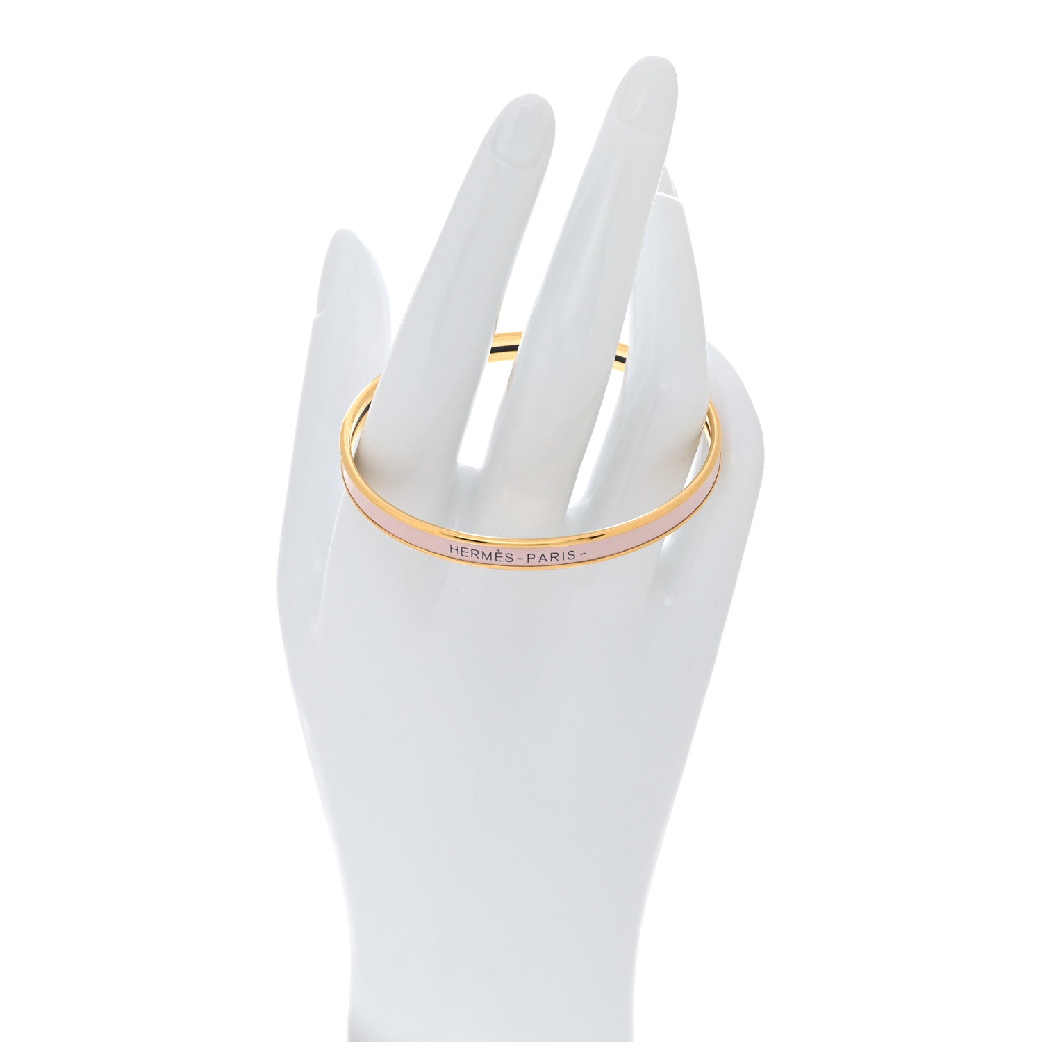 Hermes Enamel Extra Narrow Uni Bracelet 62 Rose Cadeur 2 of 5