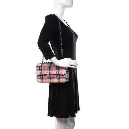 Chanel Tweed Quilted Medium Double Flap Blue Orange Yellow 2 of 11