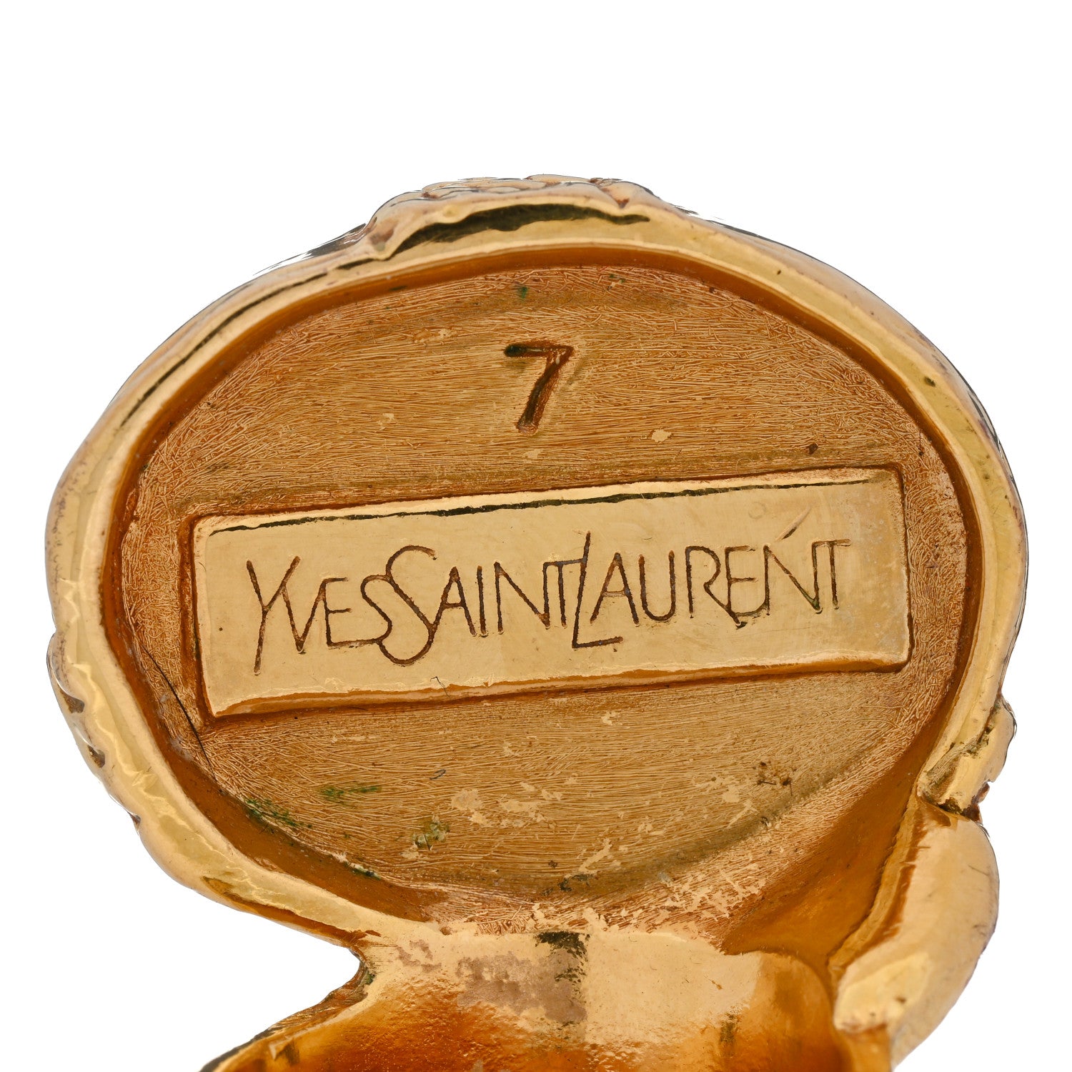 Saint Laurent Glass Cabochon Arty Ovale Ring 54 7 Gold Lapis 4 of 4