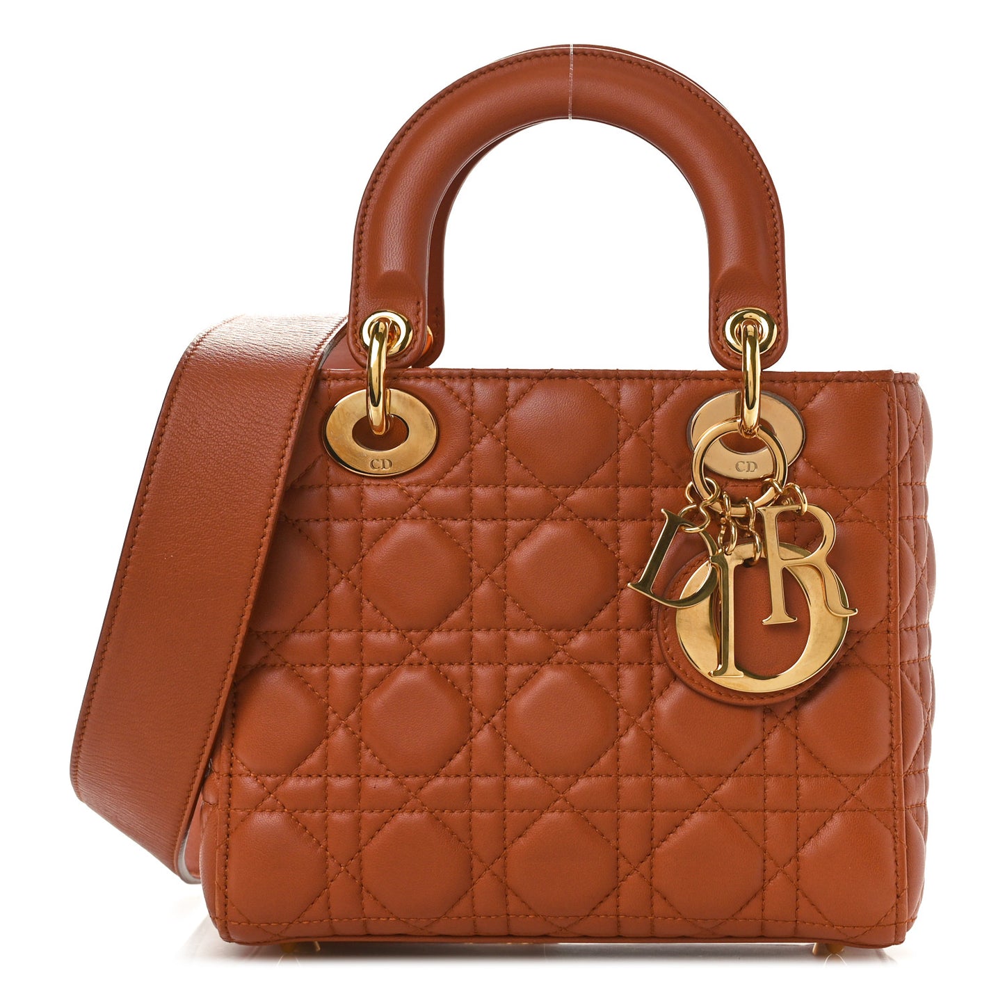 Calfskin Cannage Small Lady Dior Tan