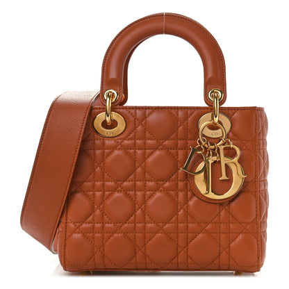 Christian Dior Calfskin Cannage Small Lady Dior Tan 1 of 10