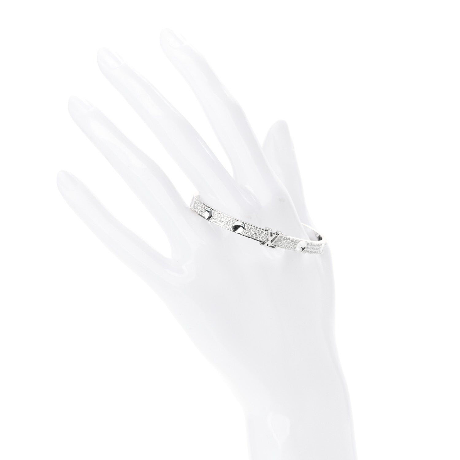 Louis Vuitton 18K White Gold Diamond Empreinte Bangle Bracelet 15 2 of 5