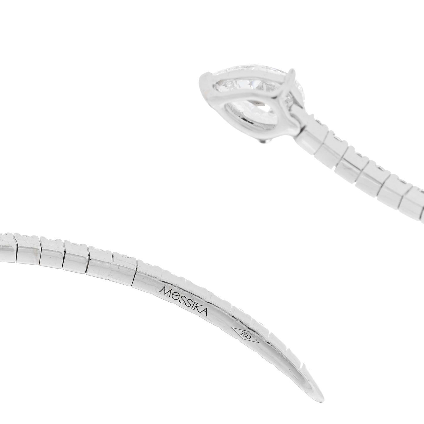 18K White Gold Diamond Snake Bangle Bracelet