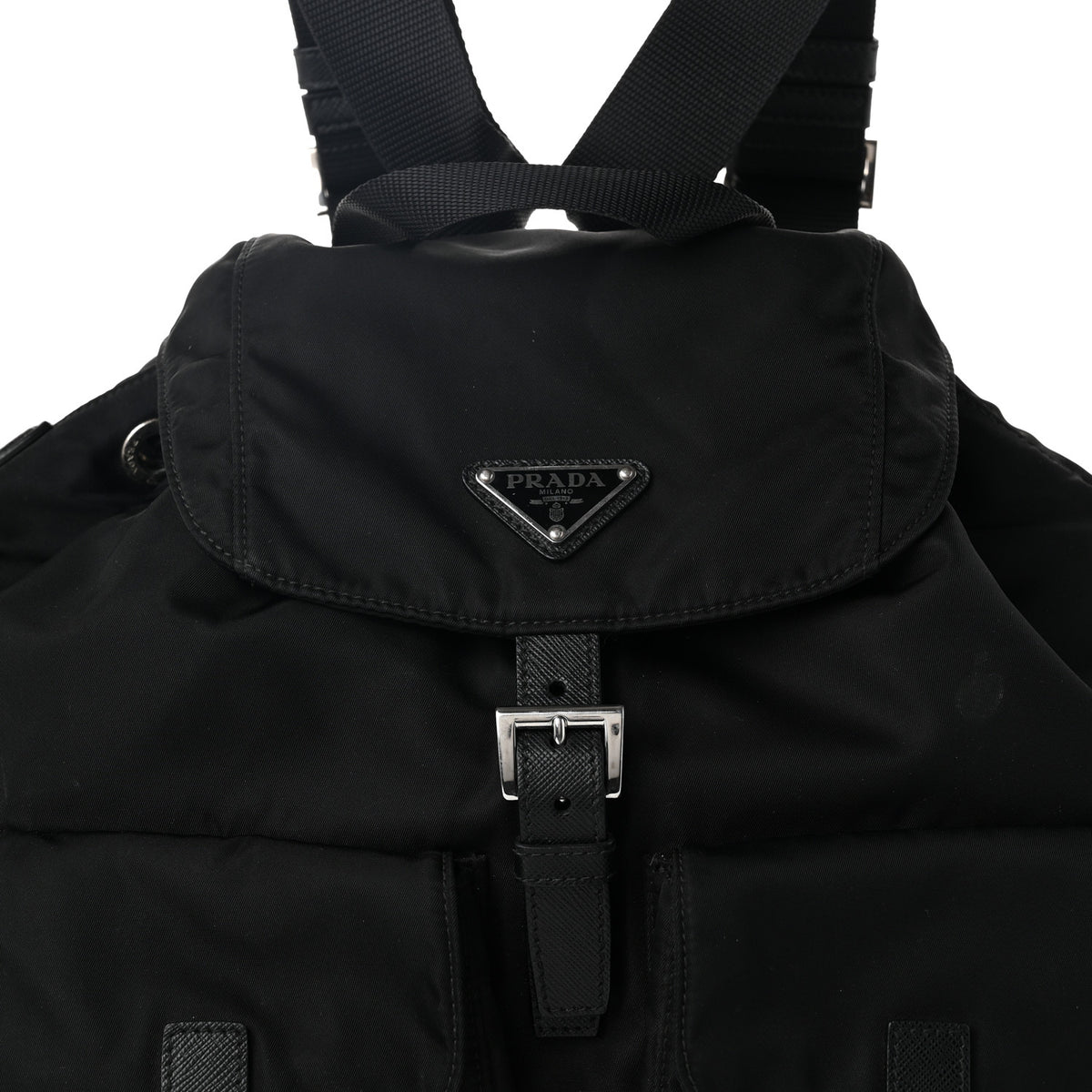 Prada Tessuto Nylon Saffiano Medium Backpack Black 9 of 11