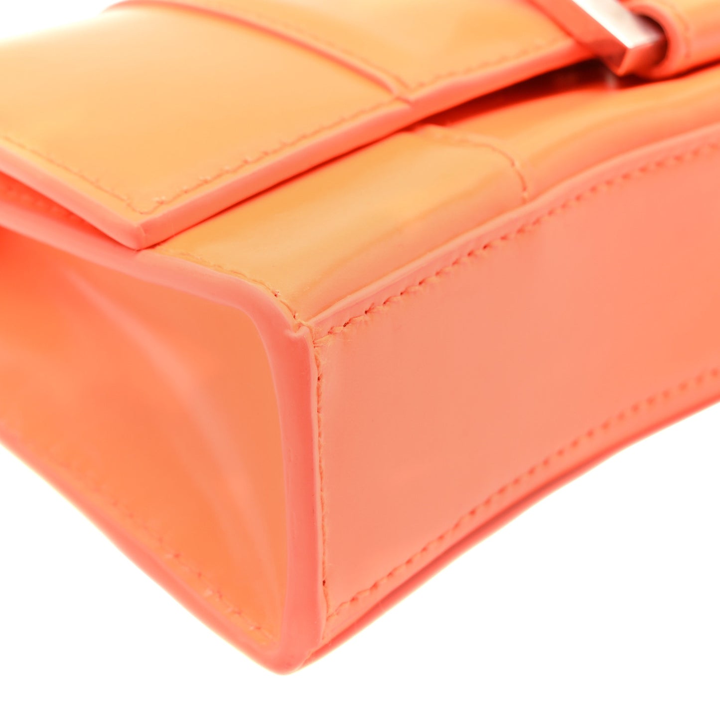 Shiny Box Calfskin Hourglass Chain Bag Fluo Orange