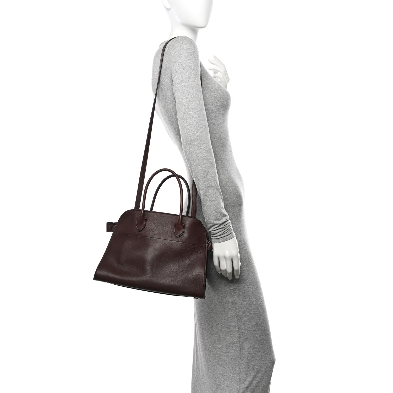 The Row Polished Saddle Calfskin Soft Margaux 12 Deep Brown 2 of 10