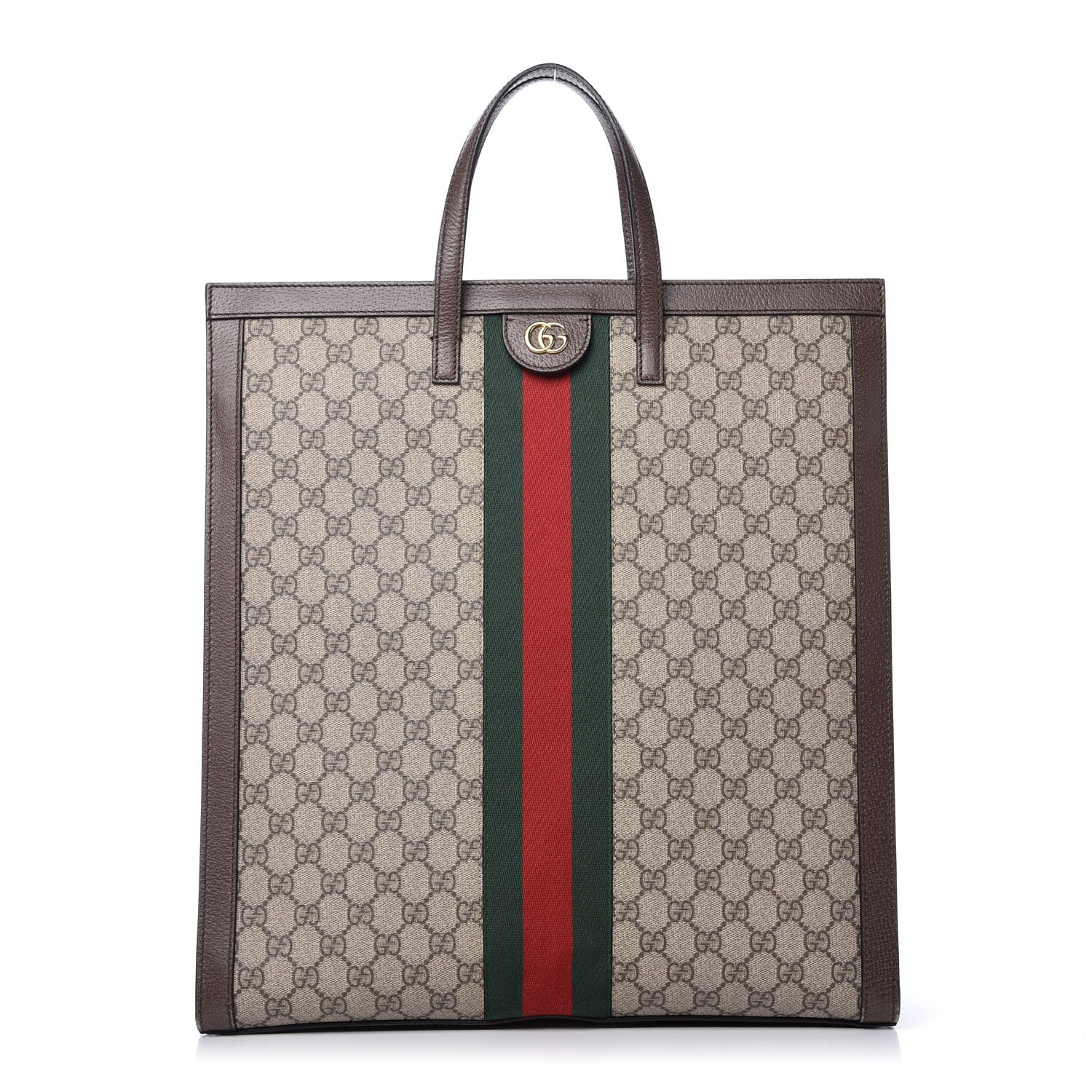 Gucci GG Supreme Monogram Web Ophidia Vertical Tote Brown 1 of 11