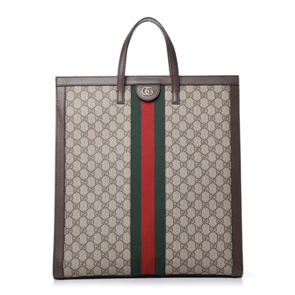 Gucci GG Supreme Monogram Web Ophidia Vertical Tote Brown 1 of 11