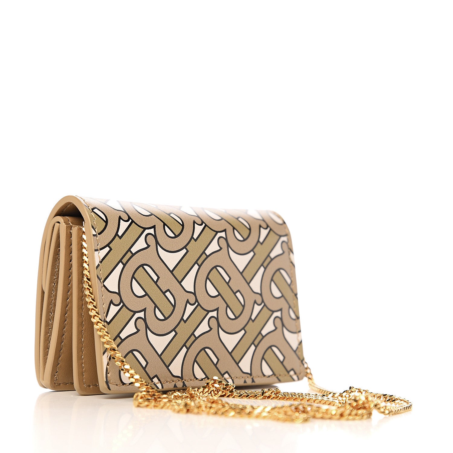 Burberry Calfskin Monogram Jessie Chain Card Case Beige 2 of 5
