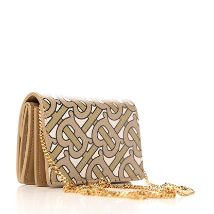 Burberry Calfskin Monogram Jessie Chain Card Case Beige 2 of 5
