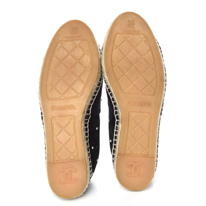 Chanel Suede Pearl CC Espadrilles 38 Black 5 of 10
