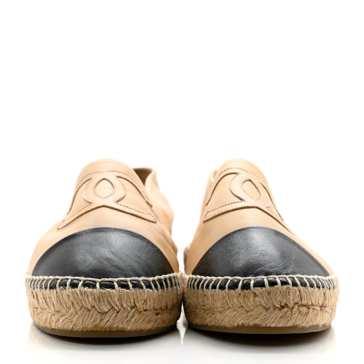 Chanel Lambskin CC Espadrilles 40 Beige Black 2 of 12