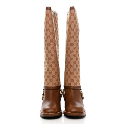 Gucci GG Monogram Calfskin Lola Tall Boots 39 Beige Ruggine Cuir 3 of 13