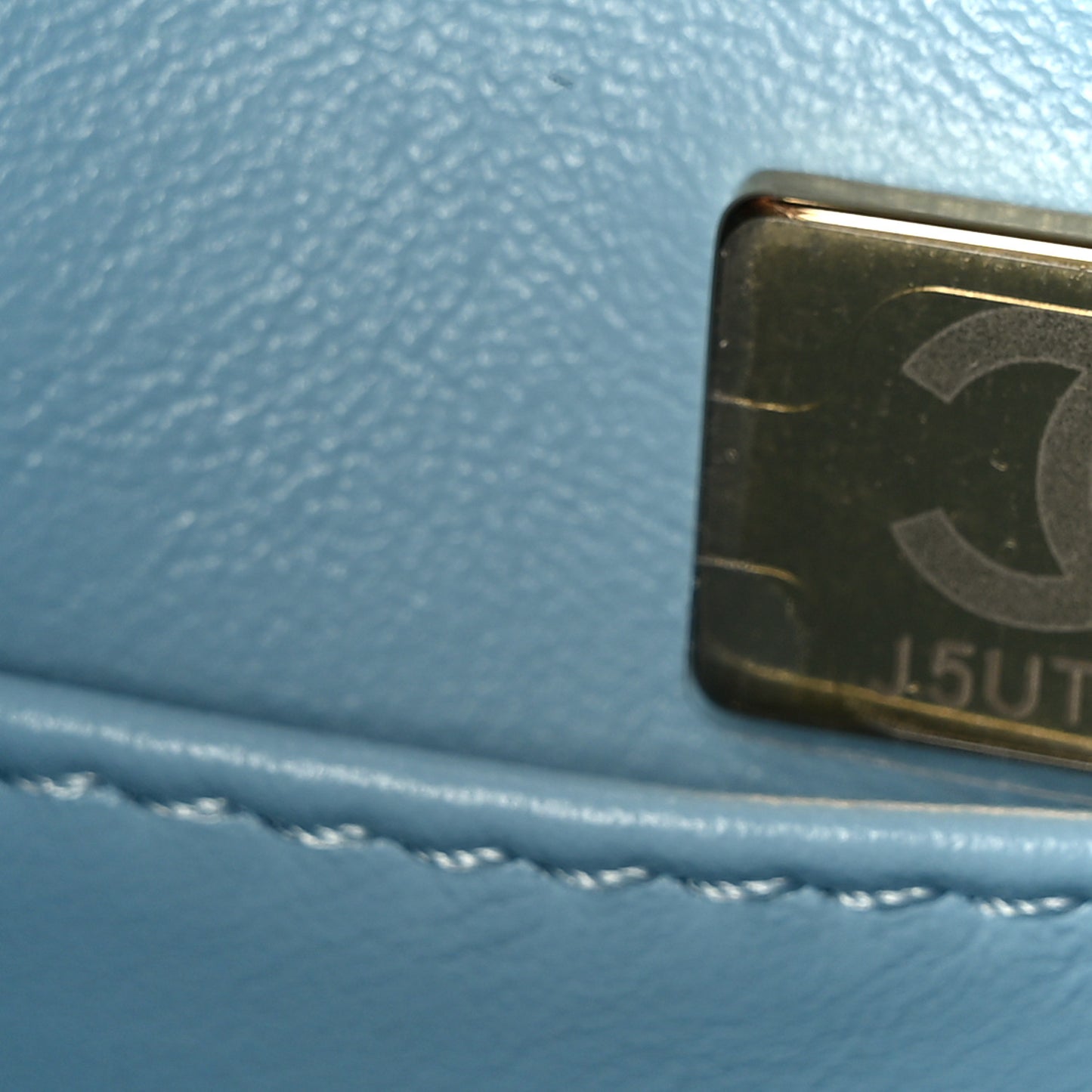 Caviar Quilted Small Coco Chain Handle Flap Light Blue