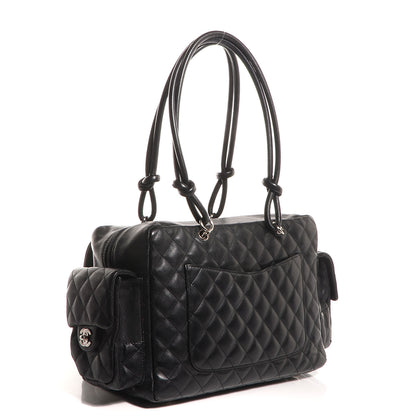 Chanel Calfskin Quilted Large Cambon Multipocket Reporter Black White 3 of 7