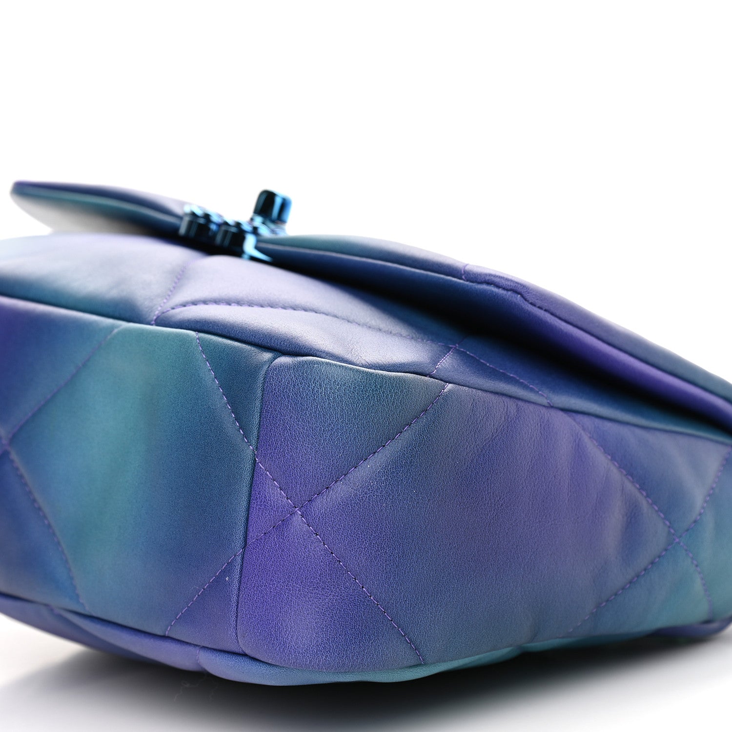 Chanel Tie Dye Calfskin Quilted Medium Chanel 19 Flap Blue Purple 10 of 10