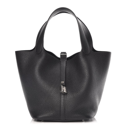 Hermes Taurillon Clemence Picotin Lock 22 MM Black 1 of 9